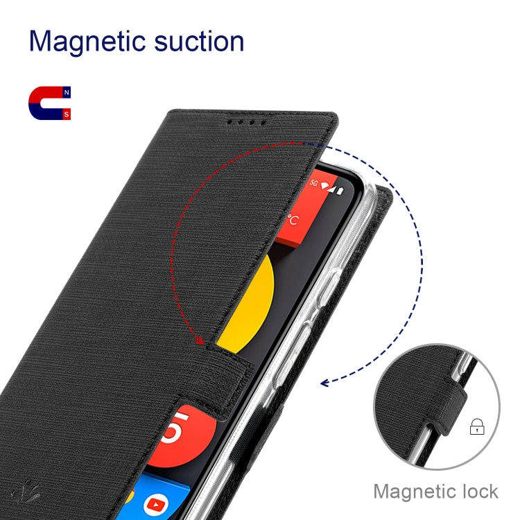 For Google Pixel 6 ViLi K Series Magnetic Buckle Horizontal Flip Leather Phone Case(Black) - Google Cases by ViLi | Online Shopping UK | buy2fix