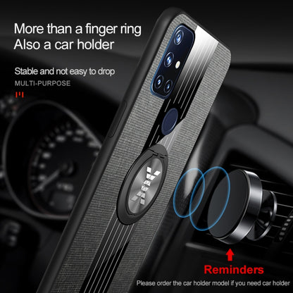 For OnePlus Nord N10 5G XINLI Stitching Cloth Texture TPU Phone Case with Ring Holder(Brown) - OnePlus Cases by XINLI | Online Shopping UK | buy2fix