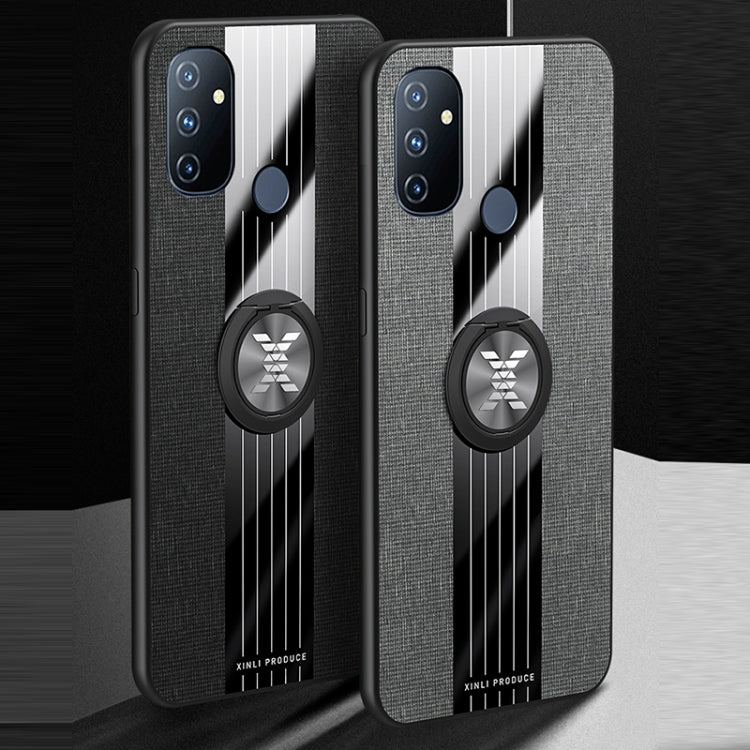 For OnePlus Nord N100 XINLI Stitching Cloth Texture TPU Phone Case with Ring Holder(Grey) - OnePlus Cases by XINLI | Online Shopping UK | buy2fix