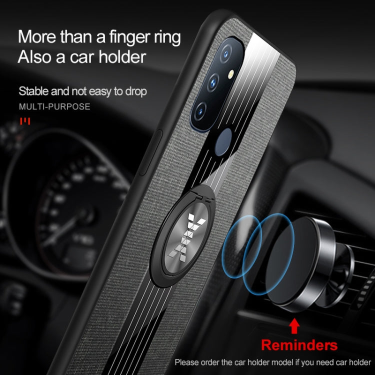 For OnePlus Nord N100 XINLI Stitching Cloth Texture TPU Phone Case with Ring Holder(Grey) - OnePlus Cases by XINLI | Online Shopping UK | buy2fix