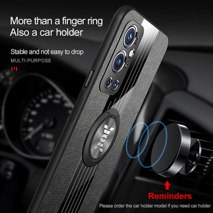 For OnePlus 9 Pro XINLI Stitching Cloth Texture TPU Phone Case with Ring Holder(Blue) - OnePlus Cases by XINLI | Online Shopping UK | buy2fix