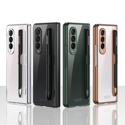 For Samsung Galaxy Z Fold3 5G GKK Integrated Electroplating + Glass Phone Case with Pen Slot(Gold) - Galaxy Phone Cases by GKK | Online Shopping UK | buy2fix