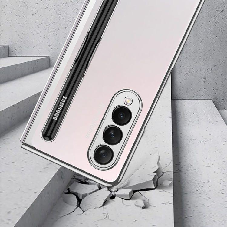 For Samsung Galaxy Z Fold3 5G GKK Integrated Electroplating + Glass Phone Case with Pen Slot(Gold) - Galaxy Phone Cases by GKK | Online Shopping UK | buy2fix