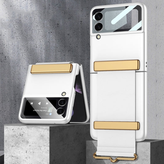 For Samsung Galaxy Z Flip3 5G GKK Ultra-thin Full Coverage Phone Case with Wristband(Silver) - Galaxy Phone Cases by GKK | Online Shopping UK | buy2fix