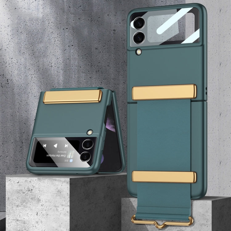 For Samsung Galaxy Z Flip3 5G GKK Ultra-thin Full Coverage Phone Case with Wristband(Green) - Galaxy Phone Cases by GKK | Online Shopping UK | buy2fix