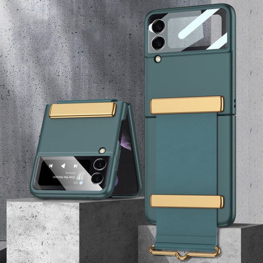 For Samsung Galaxy Z Flip3 5G GKK Ultra-thin Full Coverage Phone Case with Wristband(Green) - Galaxy Phone Cases by GKK | Online Shopping UK | buy2fix