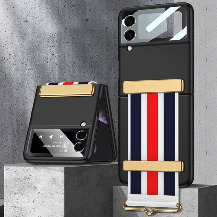 For Samsung Galaxy Z Flip3 5G GKK Ultra-thin Full Phone Flip Case with Color Wristband(Black) - Galaxy Phone Cases by GKK | Online Shopping UK | buy2fix