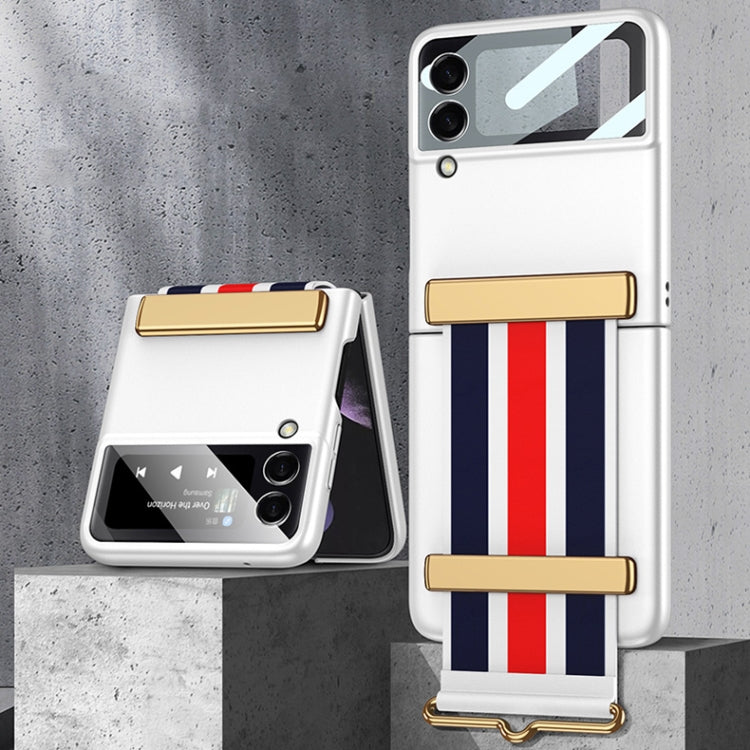 For Samsung Galaxy Z Flip3 5G GKK Ultra-thin Full Phone Flip Case with Color Wristband(Silver) - Galaxy Phone Cases by GKK | Online Shopping UK | buy2fix