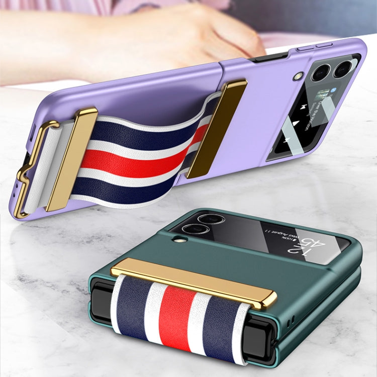 For Samsung Galaxy Z Flip3 5G GKK Ultra-thin Full Phone Flip Case with Color Wristband(Black) - Galaxy Phone Cases by GKK | Online Shopping UK | buy2fix