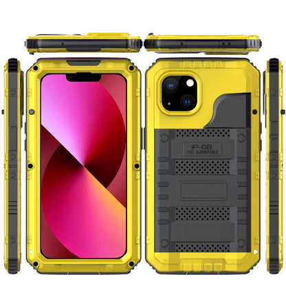 For iPhone 13 Shockproof Waterproof Dustproof Metal + Silicone Phone Case with Screen Protector(Yellow) - iPhone 13 Cases by buy2fix | Online Shopping UK | buy2fix
