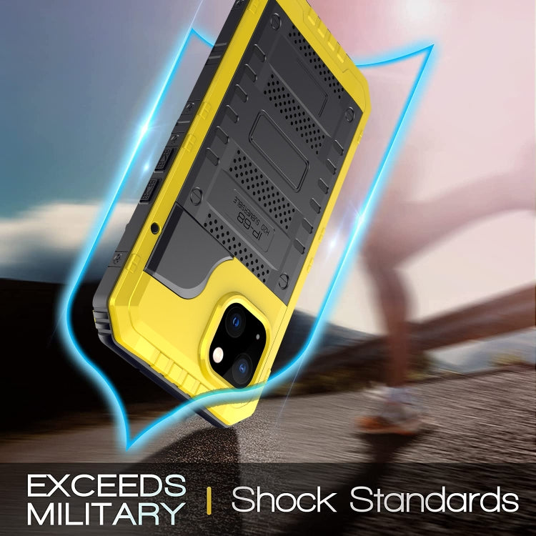 For iPhone 13 Shockproof Waterproof Dustproof Metal + Silicone Phone Case with Screen Protector(Yellow) - iPhone 13 Cases by buy2fix | Online Shopping UK | buy2fix