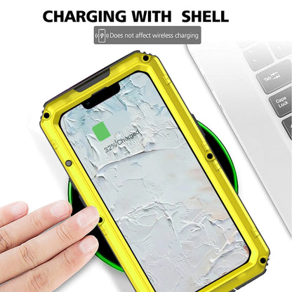 For iPhone 13 Shockproof Waterproof Dustproof Metal + Silicone Phone Case with Screen Protector(Yellow) - iPhone 13 Cases by buy2fix | Online Shopping UK | buy2fix