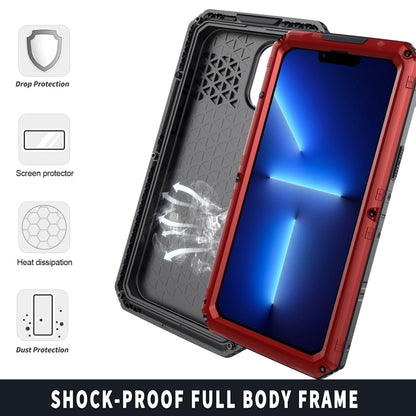 For iPhone 13 Pro Shockproof Waterproof Dustproof Metal + Silicone Phone Case with Screen Protector (Red) - iPhone 13 Pro Cases by buy2fix | Online Shopping UK | buy2fix