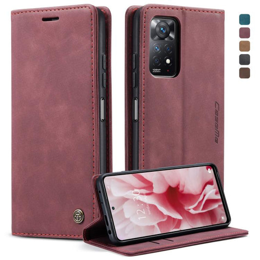 For Xiaomi Redmi Note 11 Pro Global/Redmi Note 11 Pro 5G Global CaseMe 013 Multifunctional Horizontal Flip Leather Phone Case(Wine Red) by CaseMe