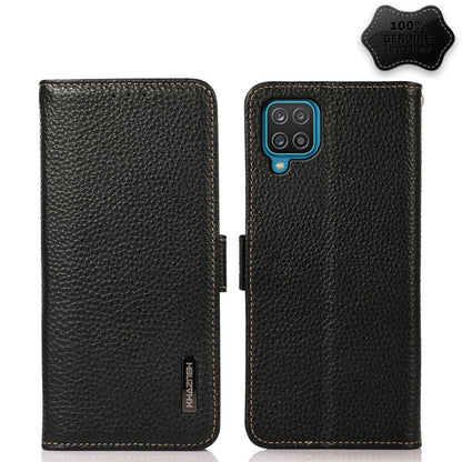 For Samsung Galaxy F62 / M62 KHAZNEH Side-Magnetic Litchi Genuine Leather RFID Phone Case(Black) - Galaxy Phone Cases by buy2fix | Online Shopping UK | buy2fix