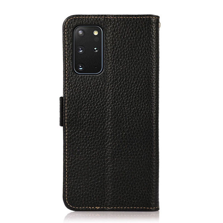 For Samsung Galaxy S20 KHAZNEH Side-Magnetic Litchi Genuine Leather RFID Phone Case(Black) - Galaxy Phone Cases by buy2fix | Online Shopping UK | buy2fix