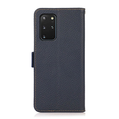 For Samsung Galaxy S20 KHAZNEH Side-Magnetic Litchi Genuine Leather RFID Phone Case(Blue) - Galaxy Phone Cases by buy2fix | Online Shopping UK | buy2fix