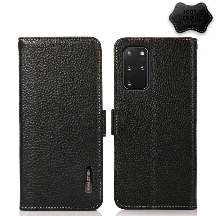 For Samsung Galaxy S20 Ultra KHAZNEH Side-Magnetic Litchi Genuine Leather RFID Phone Case(Black) - Galaxy Phone Cases by buy2fix | Online Shopping UK | buy2fix