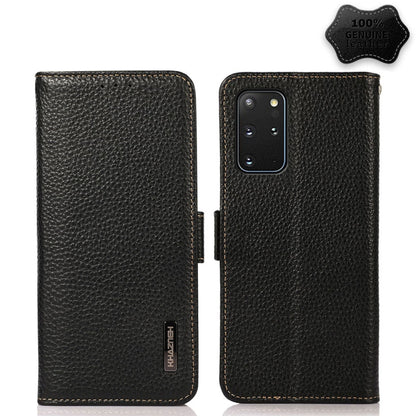 For Samsung Galaxy S20 Ultra KHAZNEH Side-Magnetic Litchi Genuine Leather RFID Phone Case(Black) - Galaxy Phone Cases by buy2fix | Online Shopping UK | buy2fix