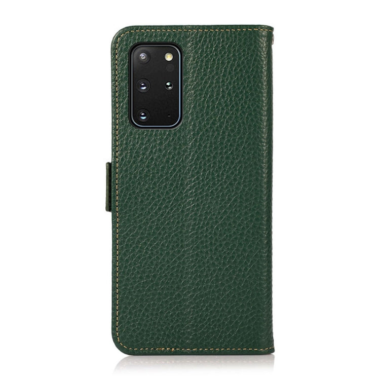For Samsung Galaxy S20 Ultra KHAZNEH Side-Magnetic Litchi Genuine Leather RFID Phone Case(Green) - Galaxy Phone Cases by buy2fix | Online Shopping UK | buy2fix