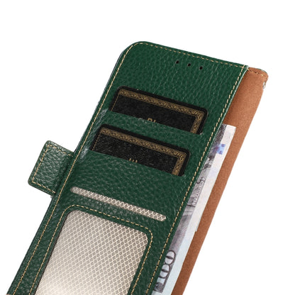 For Samsung Galaxy S21 Ultra 5G KHAZNEH Side-Magnetic Litchi Genuine Leather RFID Phone Case(Green) - Galaxy S21 Ultra 5G Cases by buy2fix | Online Shopping UK | buy2fix