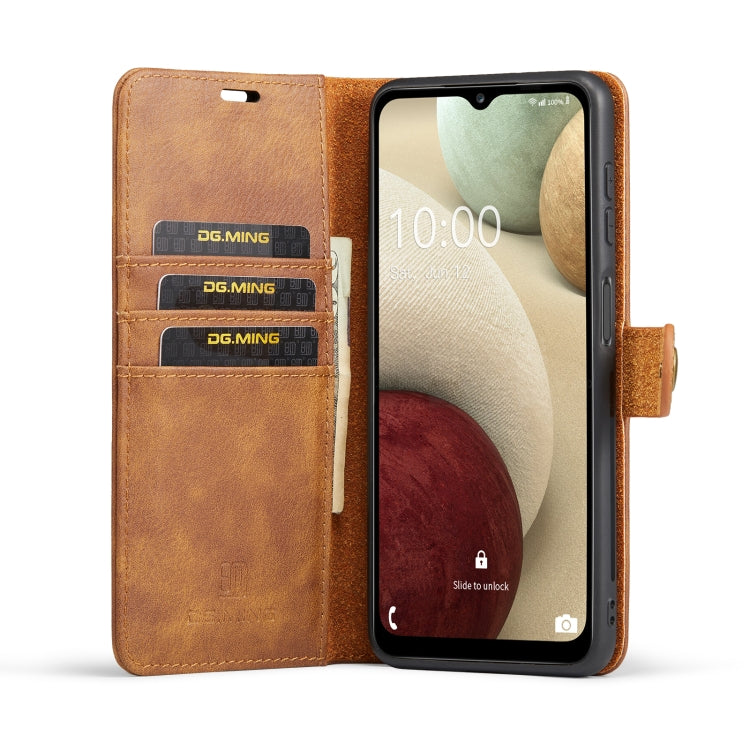 For Samsung Galaxy A13 5G DG.MING Crazy Horse Texture Detachable Magnetic Leather Phone Case(Brown) - Galaxy Phone Cases by DG.MING | Online Shopping UK | buy2fix