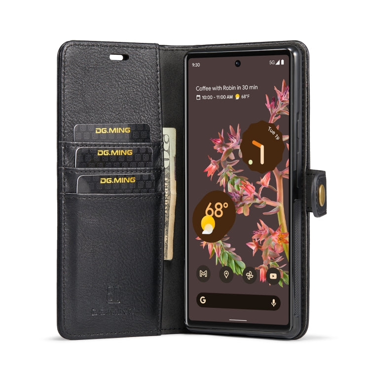 For Google Pixel 6 DG.MING Crazy Horse Texture Detachable Magnetic Leather Phone Case(Black) by DG.MING