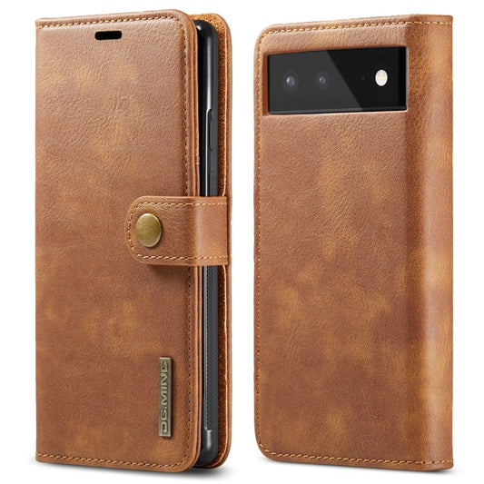 For Google Pixel 6 DG.MING Crazy Horse Texture Detachable Magnetic Leather Phone Case(Brown) by DG.MING