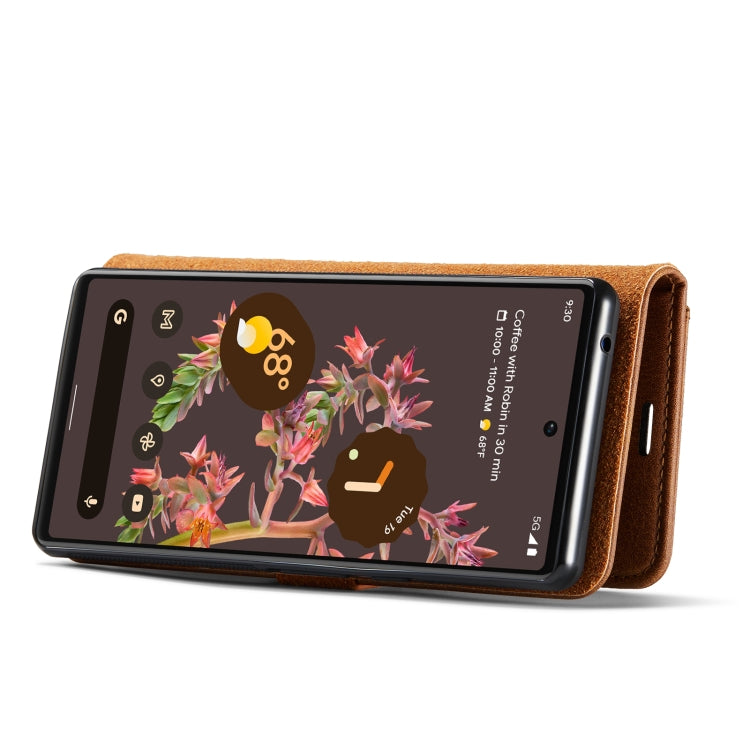 For Google Pixel 6 DG.MING Crazy Horse Texture Detachable Magnetic Leather Phone Case(Brown) by DG.MING
