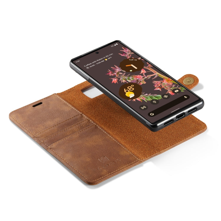 For Google Pixel 6 DG.MING Crazy Horse Texture Detachable Magnetic Leather Phone Case(Brown) by DG.MING