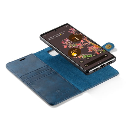 For Google Pixel 6 DG.MING Crazy Horse Texture Detachable Magnetic Leather Phone Case(Blue) by DG.MING