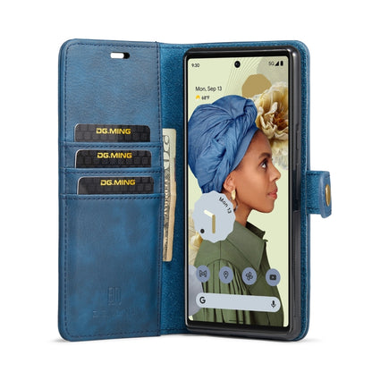 For Google Pixel 6 Pro DG.MING Crazy Horse Texture Detachable Magnetic Leather Phone Case(Blue) by DG.MING