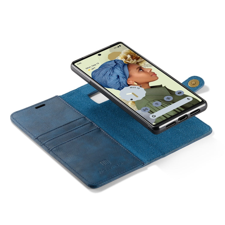 For Google Pixel 6 Pro DG.MING Crazy Horse Texture Detachable Magnetic Leather Phone Case(Blue) by DG.MING