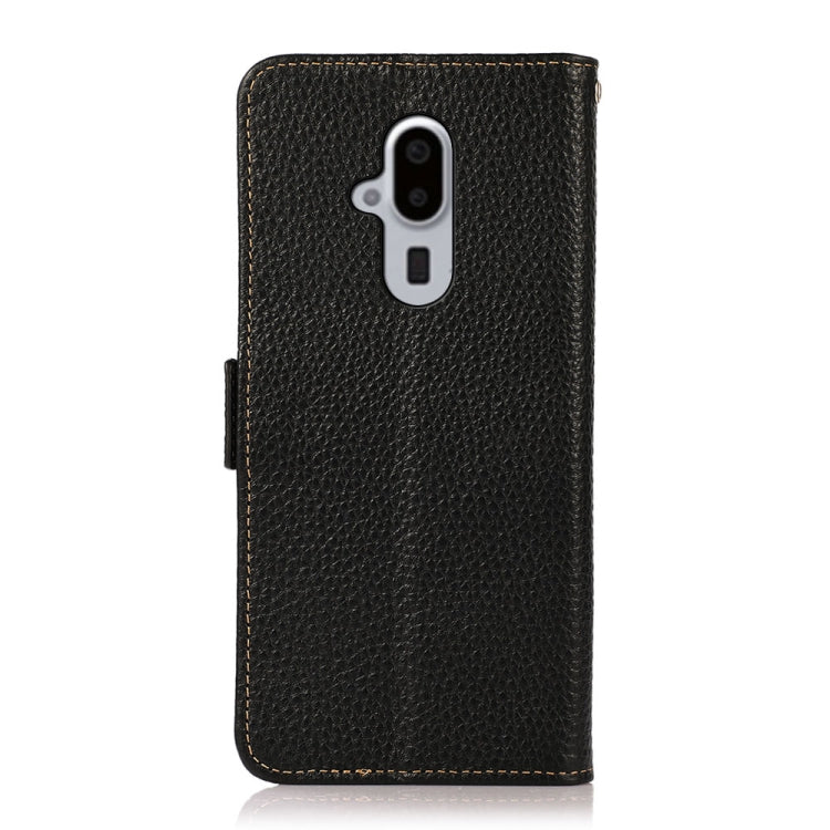 For Fujitsu Arrows F-52B KHAZNEH Side-Magnetic Litchi Genuine Leather RFID Phone Case(Black) - More Brand by buy2fix | Online Shopping UK | buy2fix