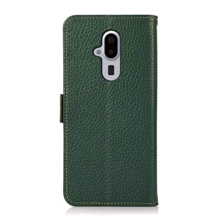 For Fujitsu Arrows F-52B KHAZNEH Side-Magnetic Litchi Genuine Leather RFID Phone Case(Green) - More Brand by buy2fix | Online Shopping UK | buy2fix