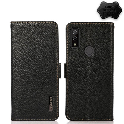 For Fujitsu Arrows WE KHAZNEH Side-Magnetic Litchi Genuine Leather RFID Phone Case(Black) - More Brand by buy2fix | Online Shopping UK | buy2fix