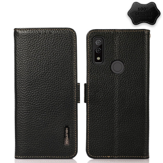 For Fujitsu Arrows WE KHAZNEH Side-Magnetic Litchi Genuine Leather RFID Phone Case(Black)