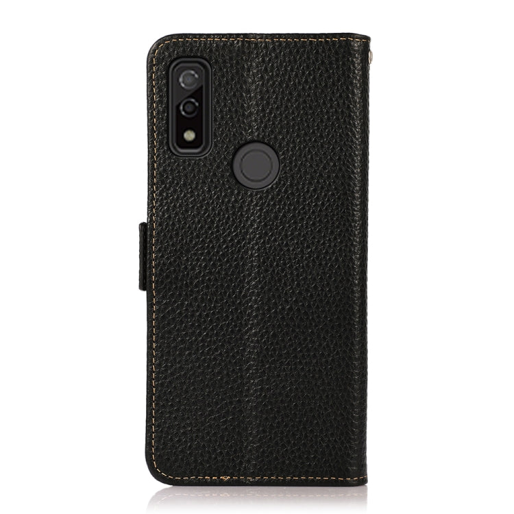 For Fujitsu Arrows WE KHAZNEH Side-Magnetic Litchi Genuine Leather RFID Phone Case(Black) - More Brand by buy2fix | Online Shopping UK | buy2fix