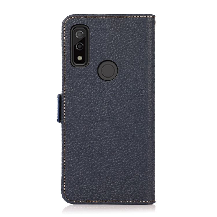 For Fujitsu Arrows WE KHAZNEH Side-Magnetic Litchi Genuine Leather RFID Phone Case(Blue) - More Brand by buy2fix | Online Shopping UK | buy2fix