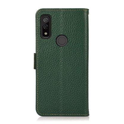 For Fujitsu Arrows WE KHAZNEH Side-Magnetic Litchi Genuine Leather RFID Phone Case(Green) - More Brand by buy2fix | Online Shopping UK | buy2fix