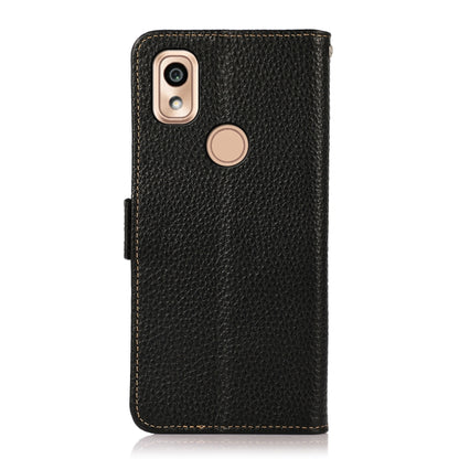 For Kyocera KY-51B KHAZNEH Side-Magnetic Litchi Genuine Leather RFID Phone Case(Black) - More Brand by buy2fix | Online Shopping UK | buy2fix