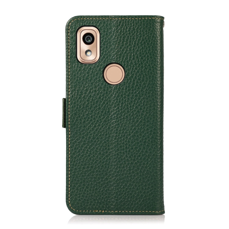 For Kyocera KY-51B KHAZNEH Side-Magnetic Litchi Genuine Leather RFID Phone Case(Green) - More Brand by buy2fix | Online Shopping UK | buy2fix