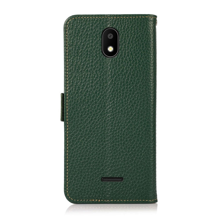 For Vodafone Smart E11 KHAZNEH Side-Magnetic Litchi Genuine Leather RFID Phone Case(Green) - More Brand by buy2fix | Online Shopping UK | buy2fix