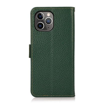 For iPhone 11 Pro KHAZNEH Side-Magnetic Litchi Genuine Leather RFID Case (Green) - iPhone 11 Pro Cases by buy2fix | Online Shopping UK | buy2fix
