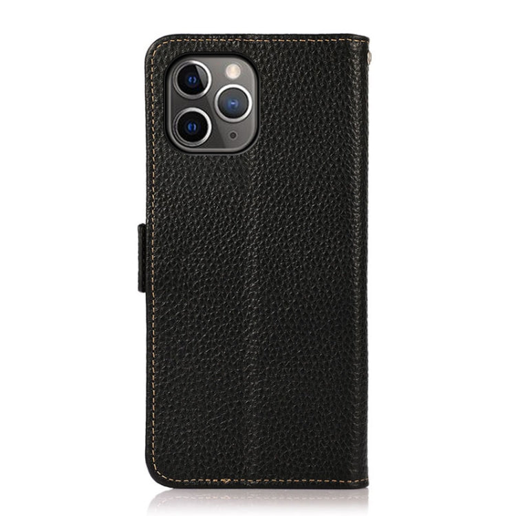 For iPhone 11 Pro Max KHAZNEH Side-Magnetic Litchi Genuine Leather RFID Case (Black) - iPhone 11 Pro Max Cases by buy2fix | Online Shopping UK | buy2fix