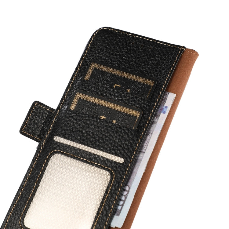 For Motorola Moto E7 Power KHAZNEH Side-Magnetic Litchi Genuine Leather RFID Case(Black) - Motorola Cases by buy2fix | Online Shopping UK | buy2fix
