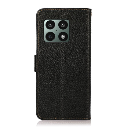 For OnePlus 10 Pro 5G KHAZNEH Side-Magnetic Litchi Genuine Leather RFID Phone Case(Black) - OnePlus Cases by buy2fix | Online Shopping UK | buy2fix