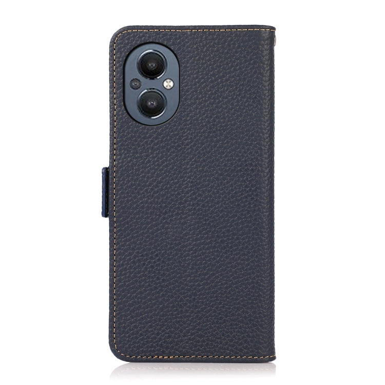 For OnePlus N20 5G KHAZNEH Side-Magnetic Litchi Genuine Leather RFID Phone Case(Blue) - OnePlus Cases by buy2fix | Online Shopping UK | buy2fix