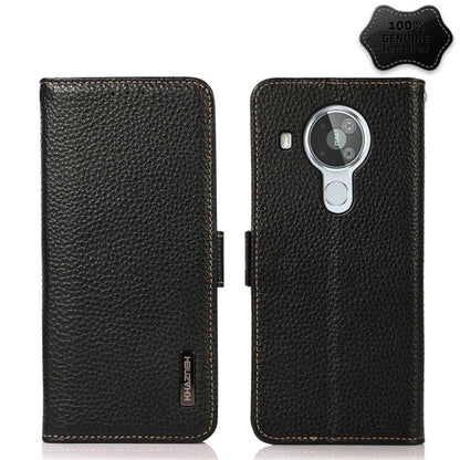 For Nokia 7.3 KHAZNEH Side-Magnetic Litchi Genuine Leather RFID Phone Case(Black) - Nokia Cases by buy2fix | Online Shopping UK | buy2fix