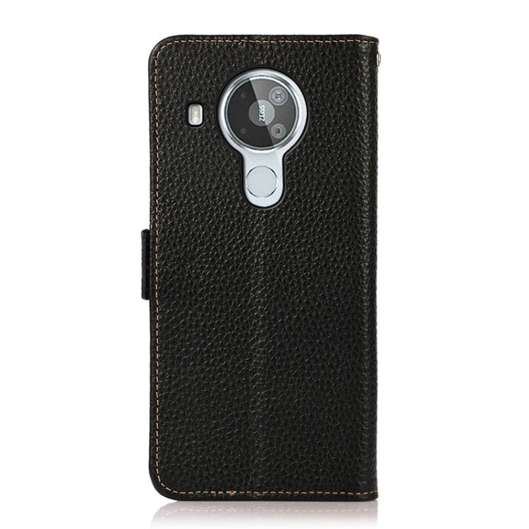 For Nokia 7.3 KHAZNEH Side-Magnetic Litchi Genuine Leather RFID Phone Case(Black) - Nokia Cases by buy2fix | Online Shopping UK | buy2fix